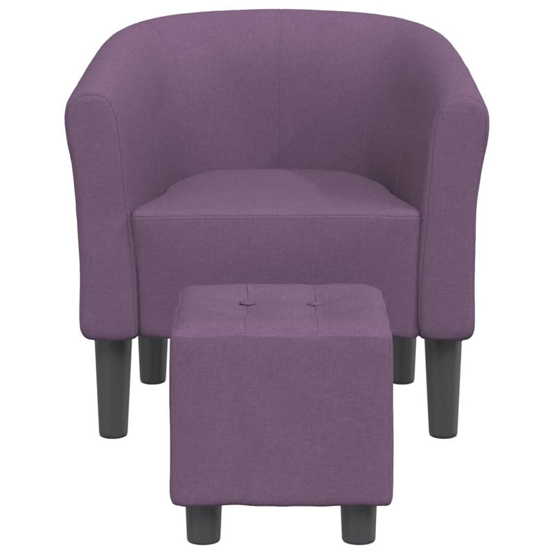 Fotoliu tip cuvă cu taburet, violet, material textil