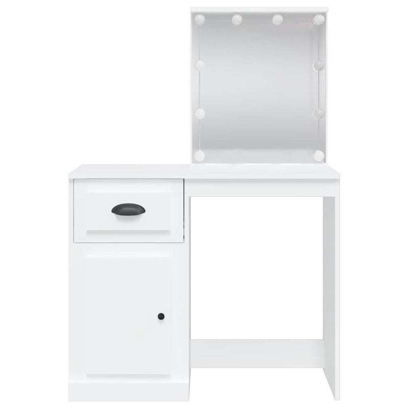 Masă de toaletă cu LED-uri, alb, 90x42x132,5 cm