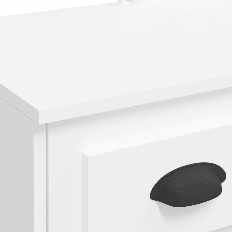 Masă de toaletă cu LED-uri, alb, 90x42x132,5 cm