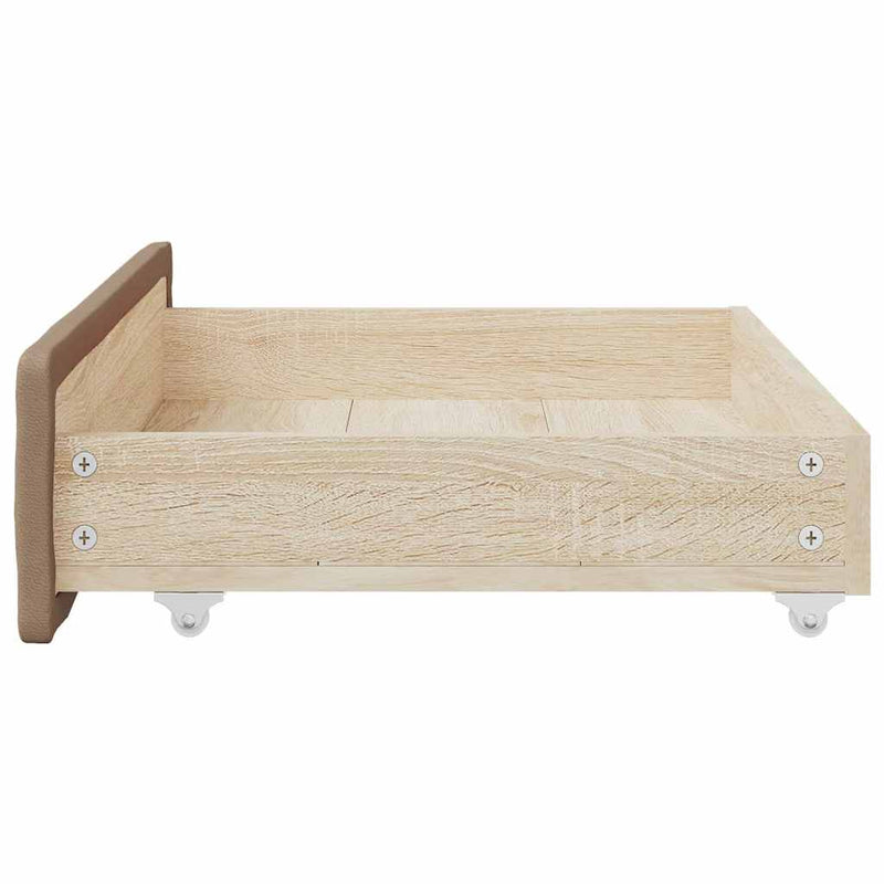 Sertare de pat, 2 buc, capucino, lemn prelucrat/piele ecologică