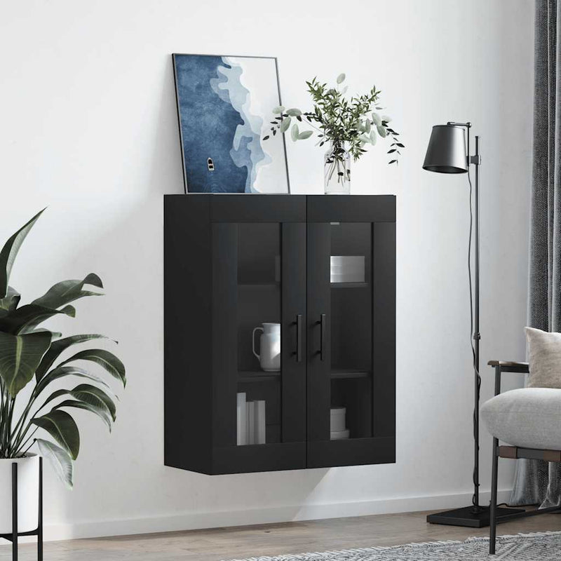 Dulap cu montaj pe perete, negru, 69,5x34x90 cm