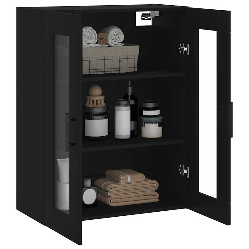 Dulap cu montaj pe perete, negru, 69,5x34x90 cm