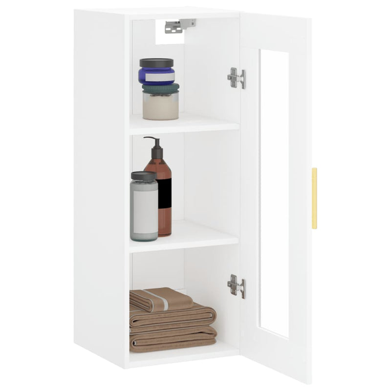 Dulap montat pe perete, alb, 34,5x34x90 cm