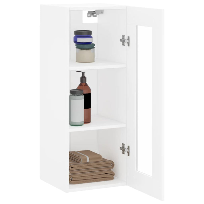 Dulap montat pe perete, alb, 34,5x34x90 cm