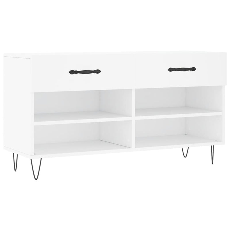 Bancă de pantofi, alb, 102x35x55 cm, lemn prelucrat