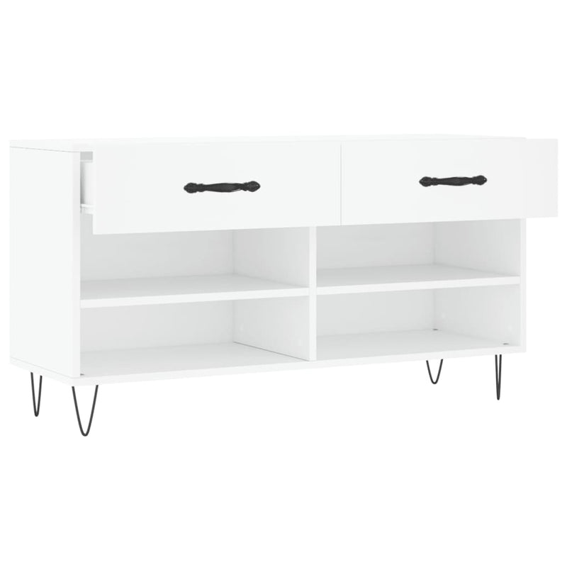 Bancă de pantofi, alb, 102x35x55 cm, lemn prelucrat