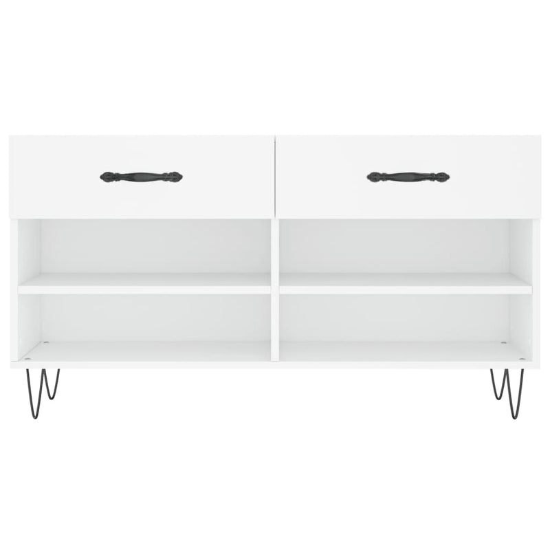 Bancă de pantofi, alb, 102x35x55 cm, lemn prelucrat