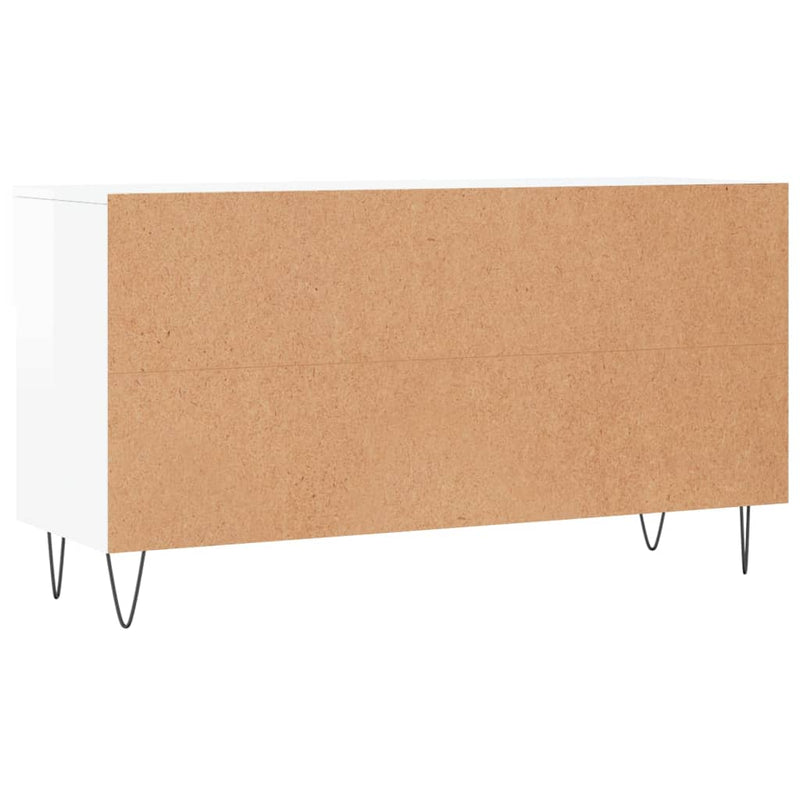 Bancheta pantofar, alb extralucios, 102x35x55 cm, lemn compozit