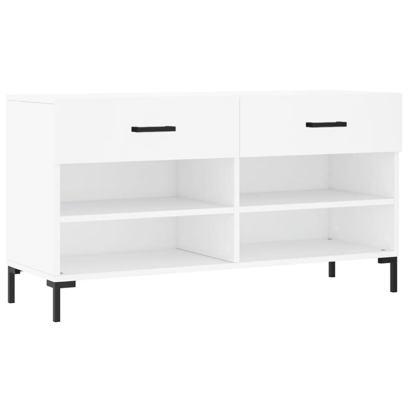 Bancă de pantofi, alb, 102x35x55 cm, lemn prelucrat
