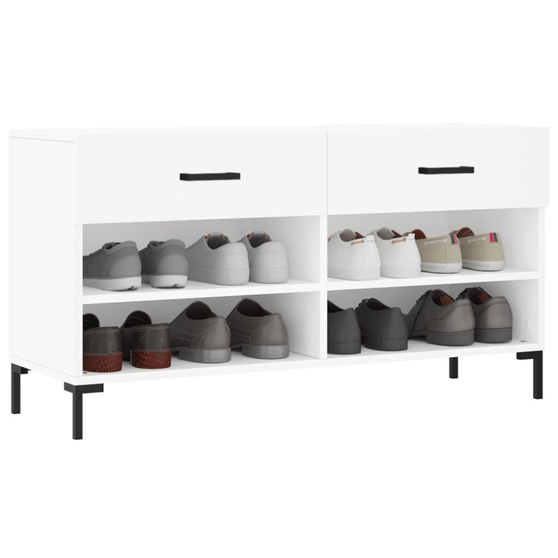 Bancă de pantofi, alb, 102x35x55 cm, lemn prelucrat