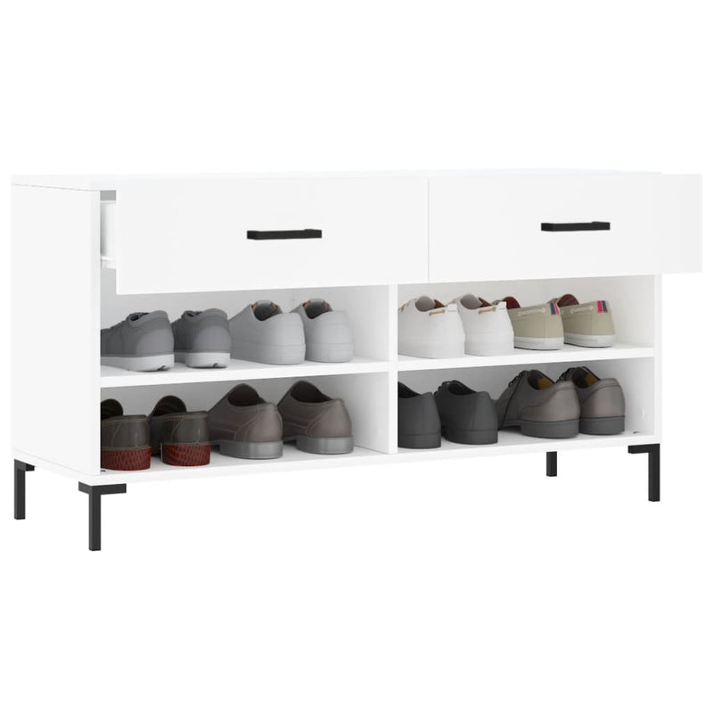 Bancă de pantofi, alb, 102x35x55 cm, lemn prelucrat