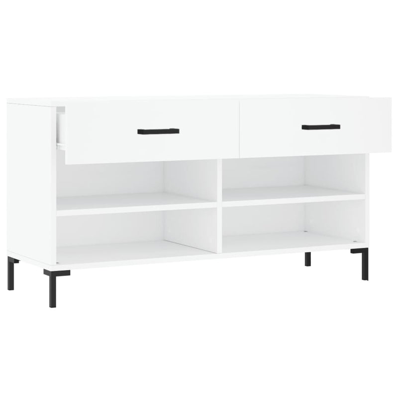 Bancă de pantofi, alb, 102x35x55 cm, lemn prelucrat