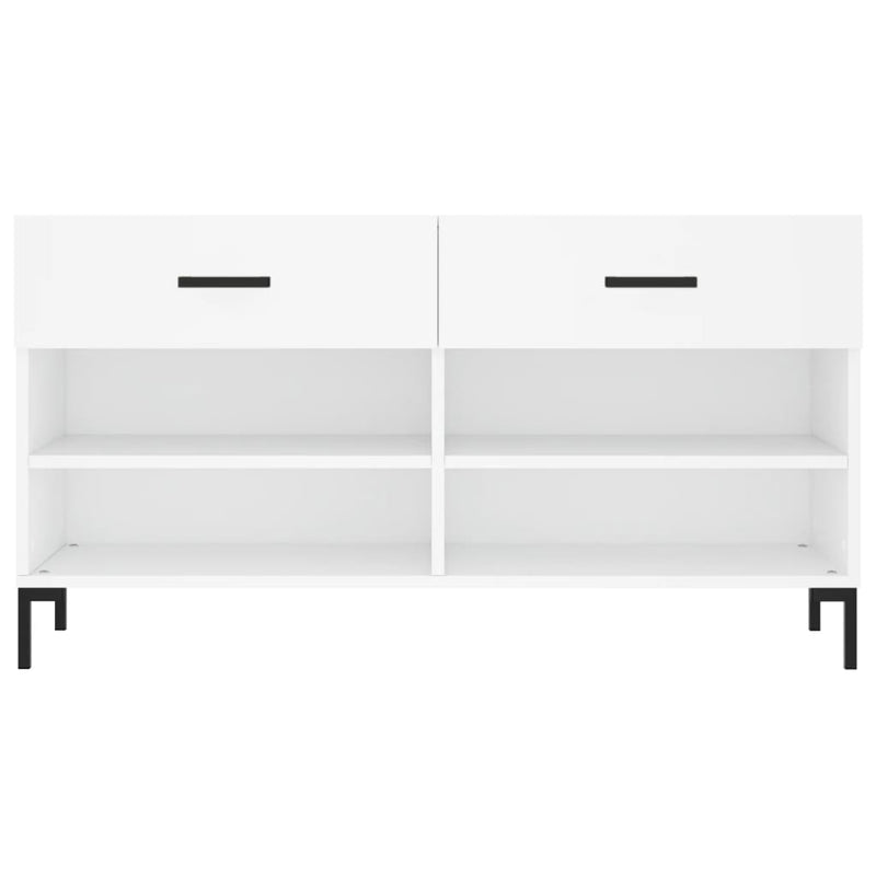 Bancă de pantofi, alb, 102x35x55 cm, lemn prelucrat