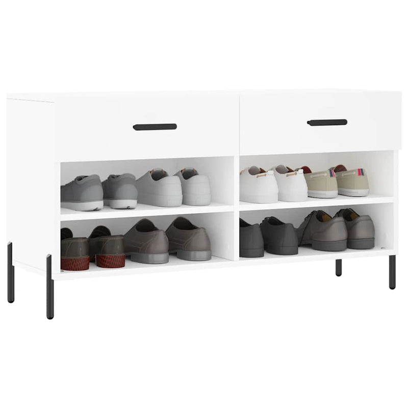 Bancă de pantofi, alb, 102x35x55 cm, lemn prelucrat