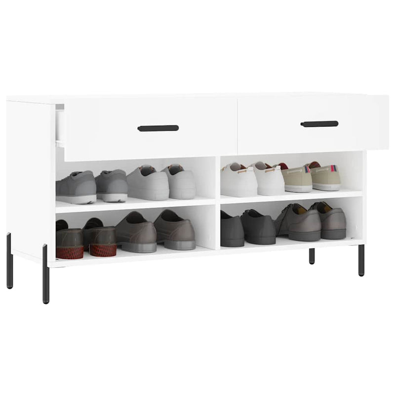 Bancă de pantofi, alb, 102x35x55 cm, lemn prelucrat