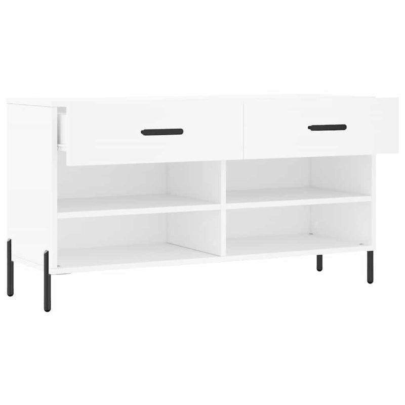 Bancă de pantofi, alb, 102x35x55 cm, lemn prelucrat