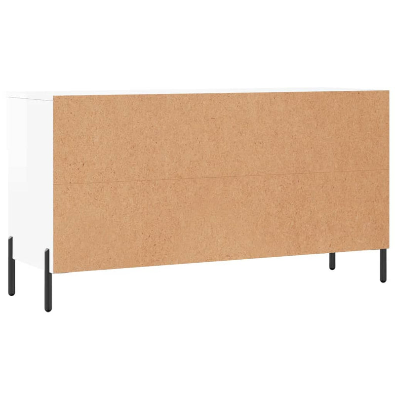 Bancheta pantofar, alb extralucios, 102x35x55 cm, lemn compozit