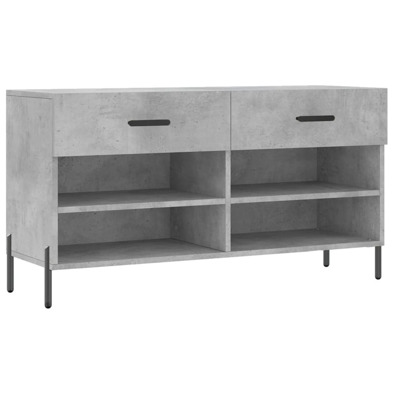 Bancheta pantofar, gri beton, 102x35x55 cm, lemn prelucrat