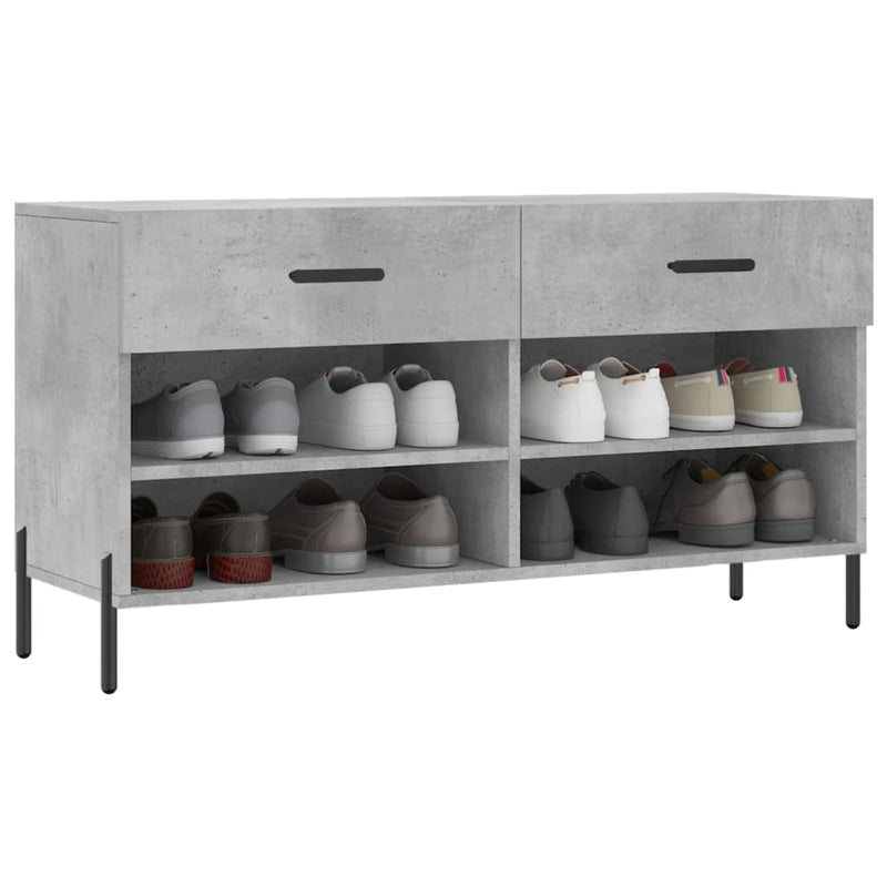 Bancheta pantofar, gri beton, 102x35x55 cm, lemn prelucrat