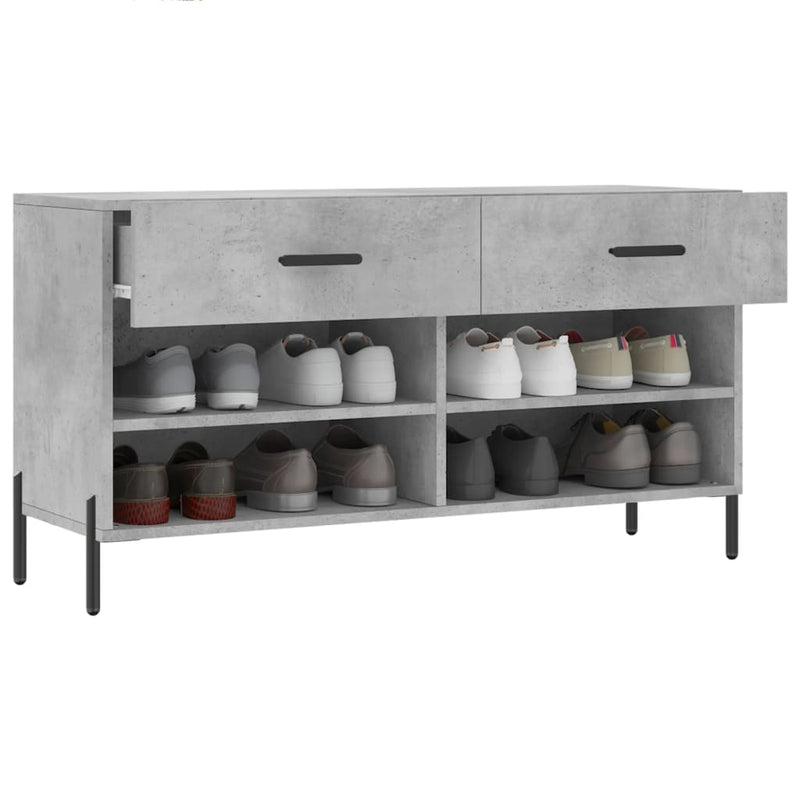 Bancheta pantofar, gri beton, 102x35x55 cm, lemn prelucrat