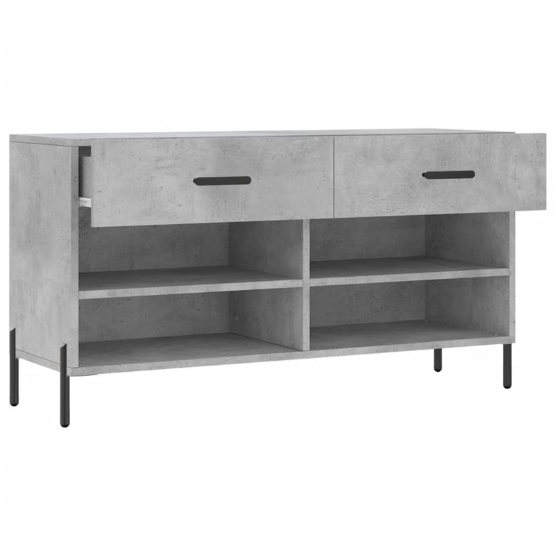 Bancheta pantofar, gri beton, 102x35x55 cm, lemn prelucrat