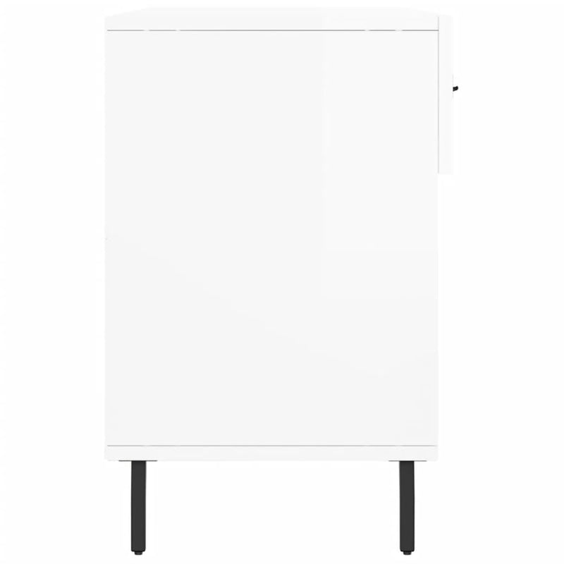 Bancheta pantofar, alb extralucios, 102x35x55 cm, lemn compozit