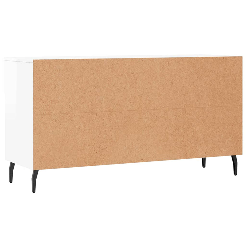 Bancheta pantofar, alb extralucios, 102x35x55 cm, lemn compozit