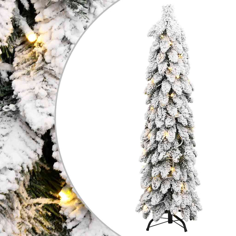 Brad de Crăciun artificial pre-iluminat 80 LED-uri/zăpadă 150cm