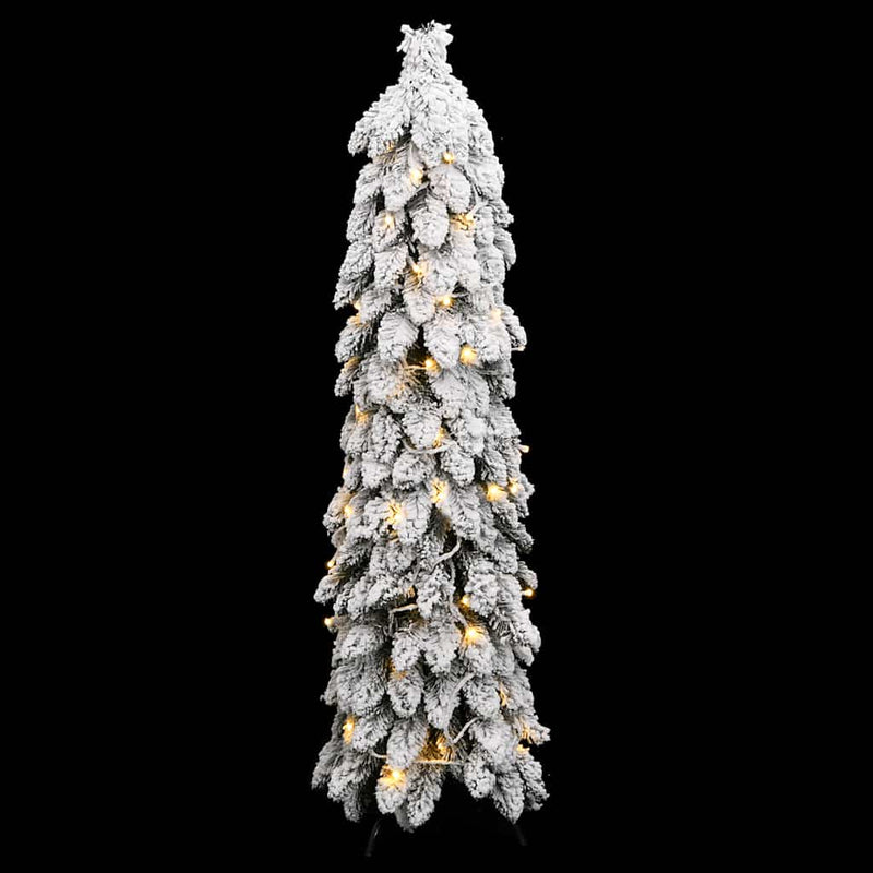 Brad de Crăciun artificial pre-iluminat 80 LED-uri/zăpadă 150cm