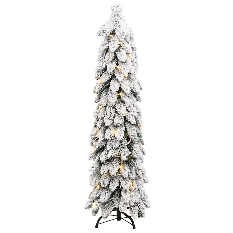 Brad de Crăciun artificial pre-iluminat 80 LED-uri/zăpadă 150cm