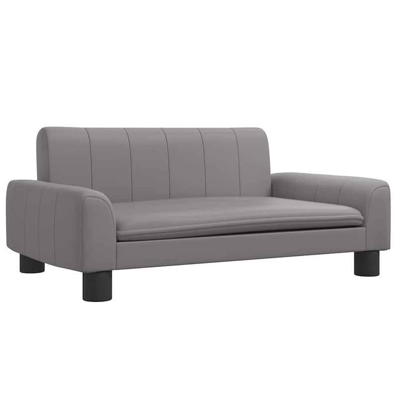 Canapea pentru copii, gri, 70x45x30 cm, piele ecologică