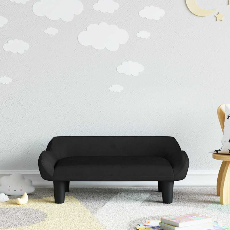 Canapea pentru copii, negru, 70x40x24 cm, catifea