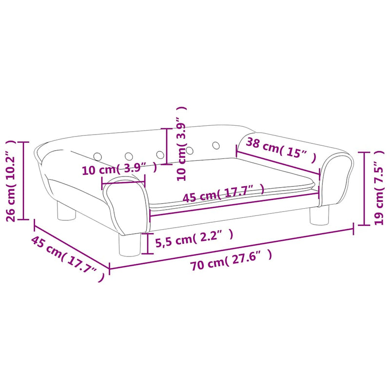 Canapea pentru copii, maro, 70x45x26 cm, catifea