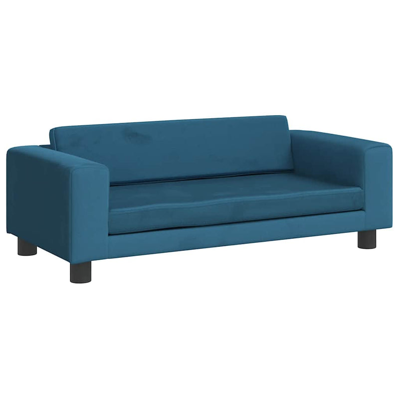 Canapea pentru copii cu taburet albastru 100x50x30 cm catifea