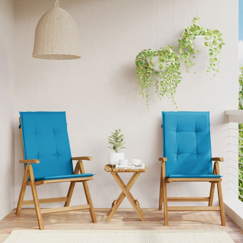 Scaune pliante rabatabile cu perne, 2 buc., lemn masiv de tec