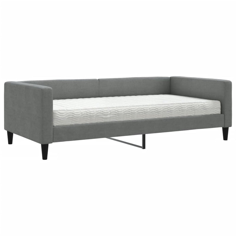 Pat de zi cu saltea, gri închis, 100x200 cm, textil