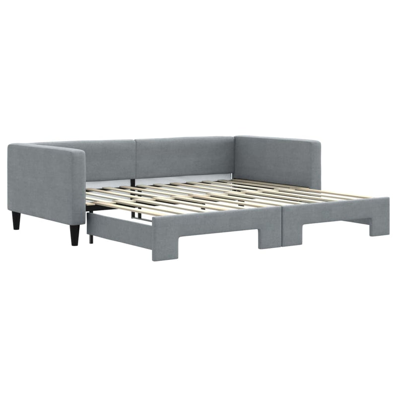 Pat de zi cu extensie, gri deschis, 100x200 cm, textil