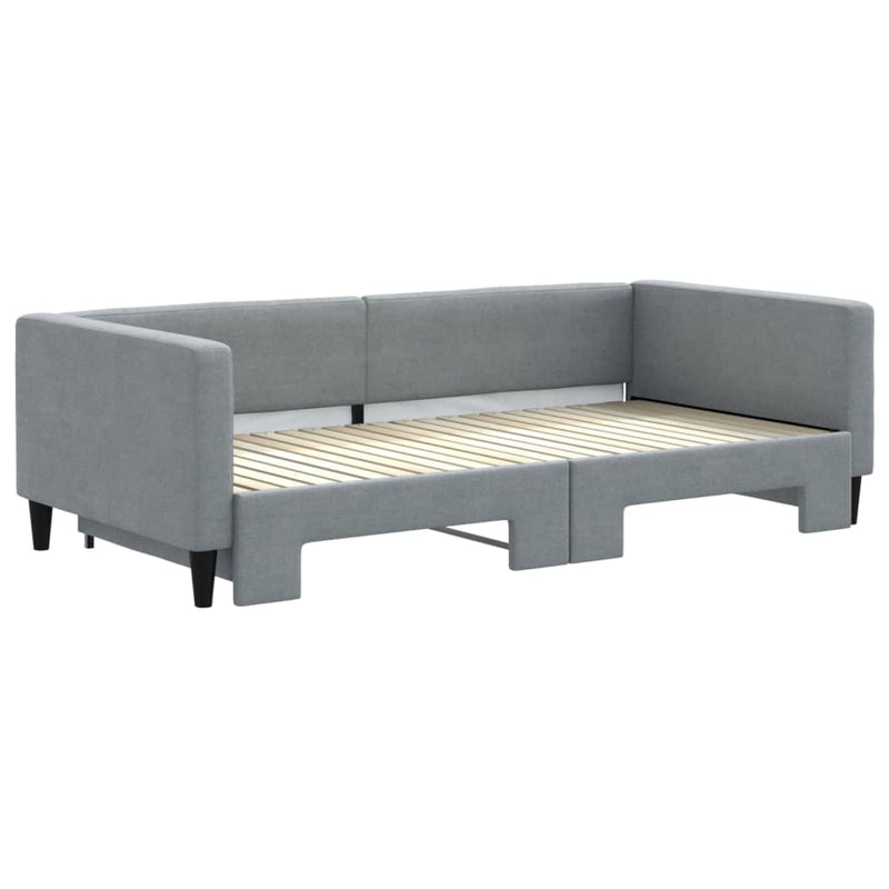 Pat de zi cu extensie, gri deschis, 100x200 cm, textil