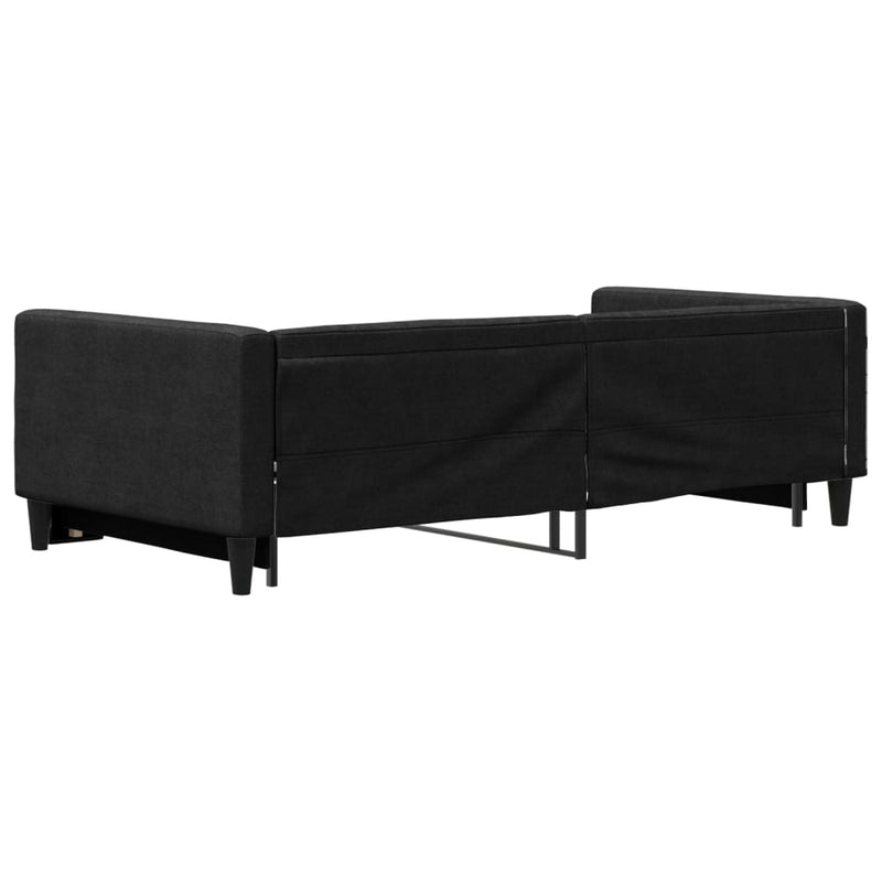 Pat de zi cu extensie, negru, 100x200 cm, textil