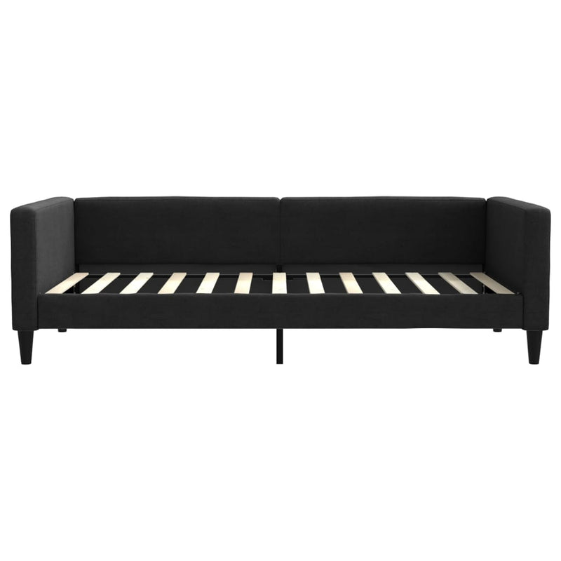 Pat de zi cu extensie, negru, 100x200 cm, textil