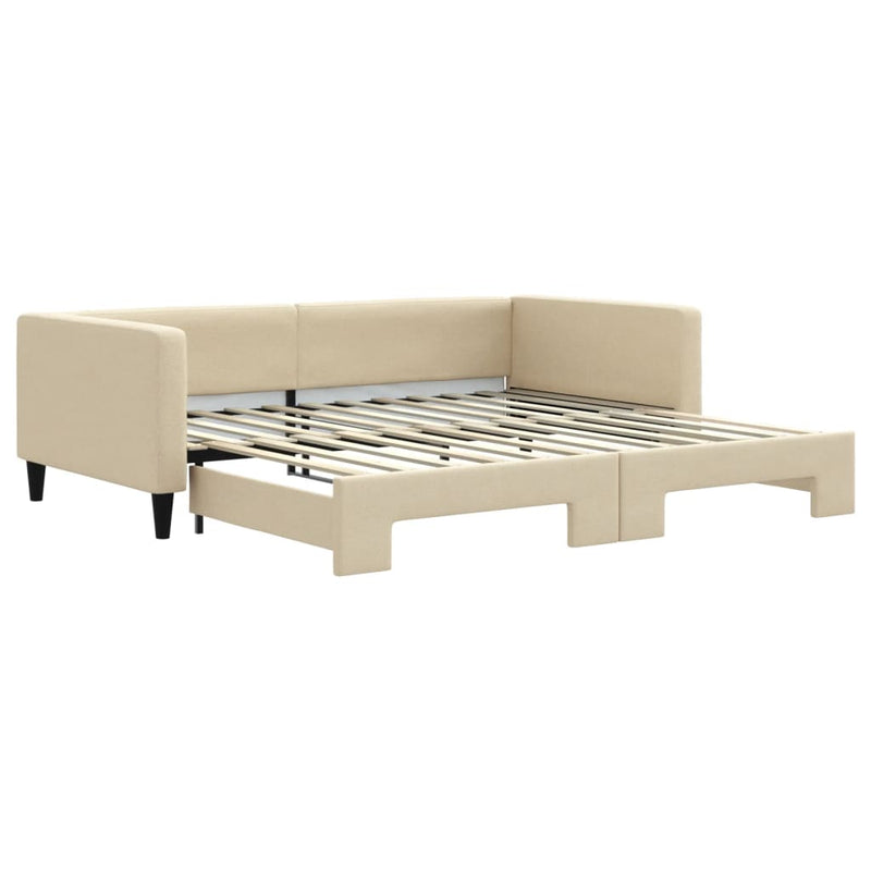 Pat de zi cu extensie, crem, 100x200 cm, textil