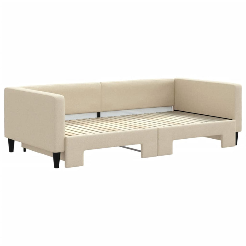 Pat de zi cu extensie, crem, 100x200 cm, textil