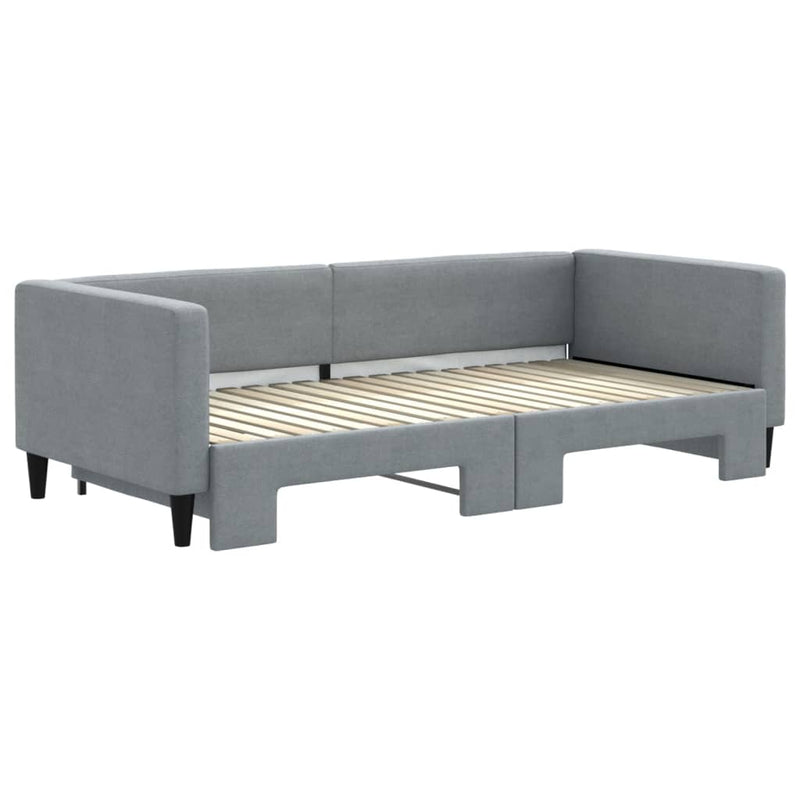 Pat de zi cu extensie, gri deschis, 90x190 cm, textil