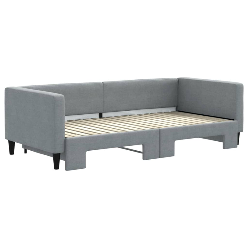 Pat de zi cu extensie, gri deschis, 100x190 cm, textil