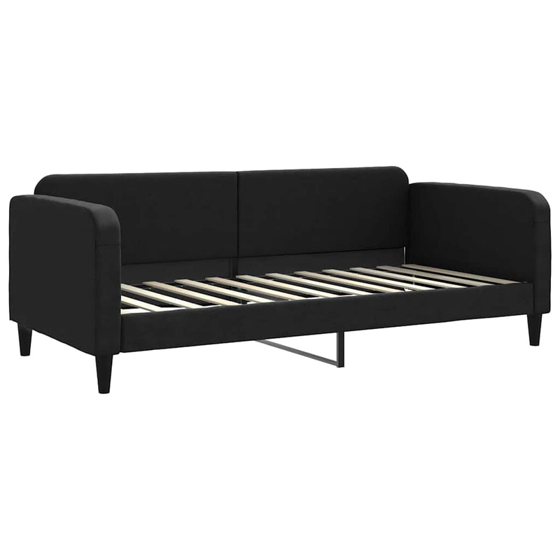 Pat de zi cu saltea, negru, 90x200 cm, textil