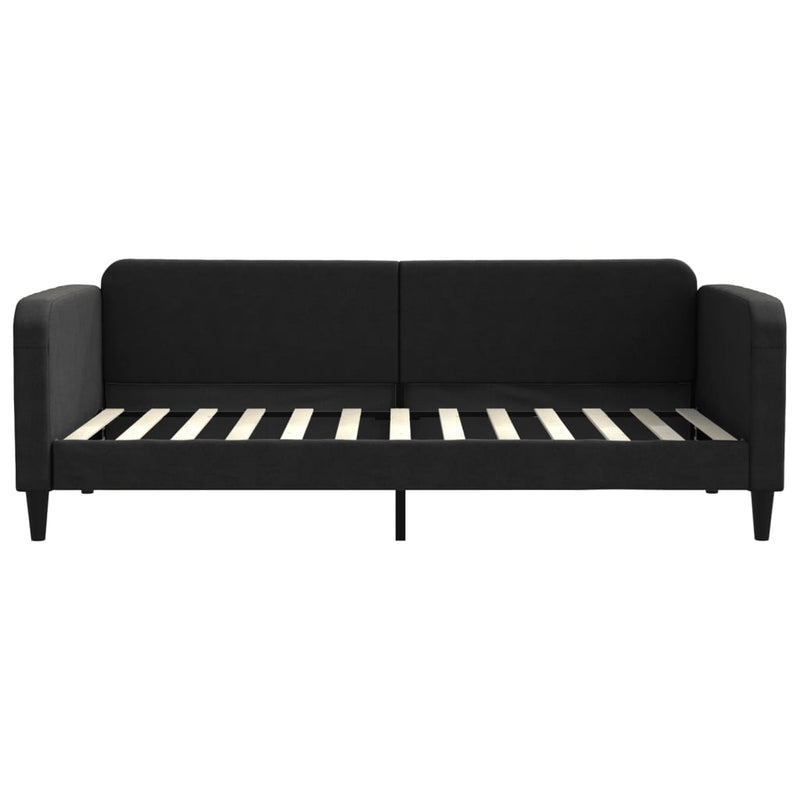 Pat de zi cu saltea, negru, 90x200 cm, textil