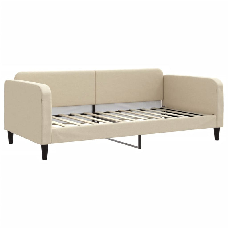 Pat de zi cu saltea, crem, 100x200 cm, textil