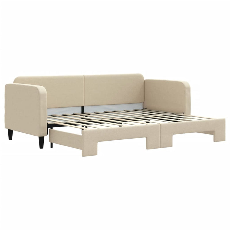 Pat de zi cu extensie, crem, 80x200 cm, textil