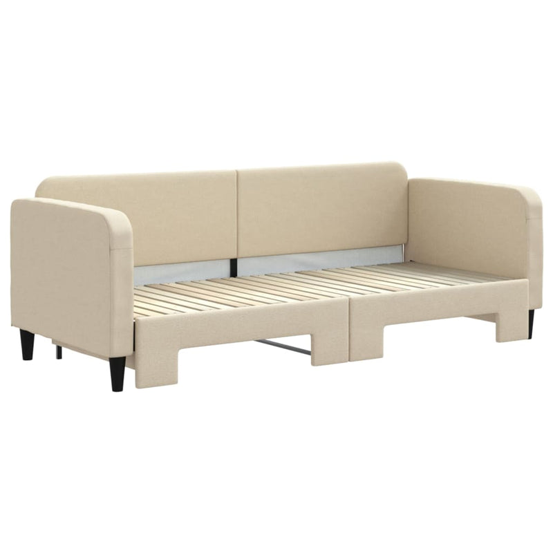 Pat de zi cu extensie, crem, 80x200 cm, textil
