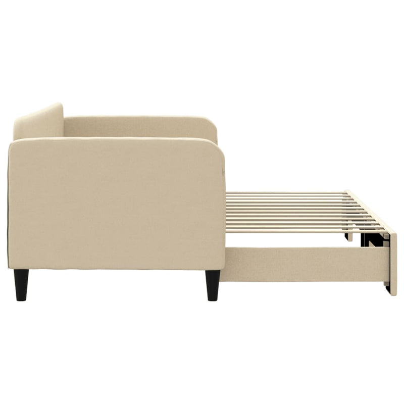 Pat de zi cu extensie, crem, 80x200 cm, textil